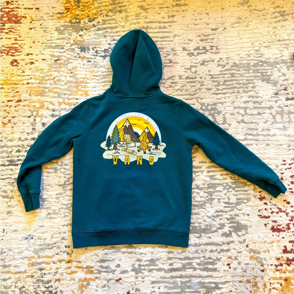 Vans Teal Hoodie with Mountain Graphic